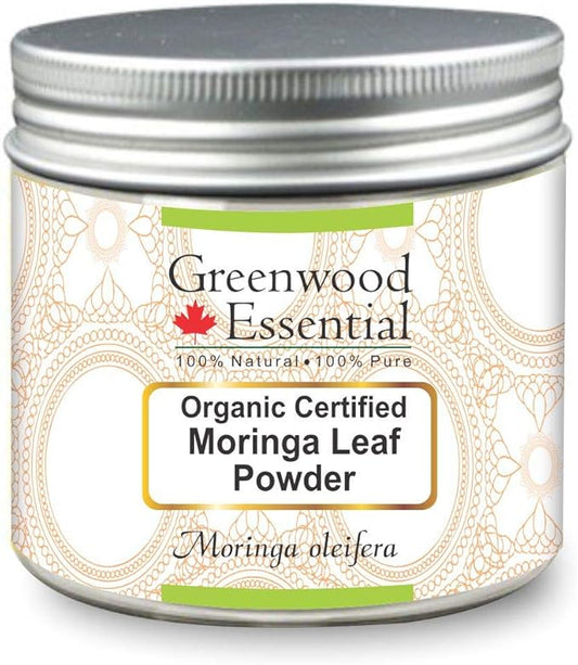 Pure Moringa Leaf Powder (Moringa oleifera) Organic Certified 100% Natural Therapeutic Grade 200gm (7.05 oz)