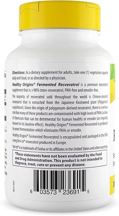 Healthy Origins Resveratrol (Trans-Resveratrol), 300 mg - European Resveratrol Nutritional Supplements - Vegan, Non-GMO & Gluten-Free Antioxidant Supplement - 60 Veggie Capsules