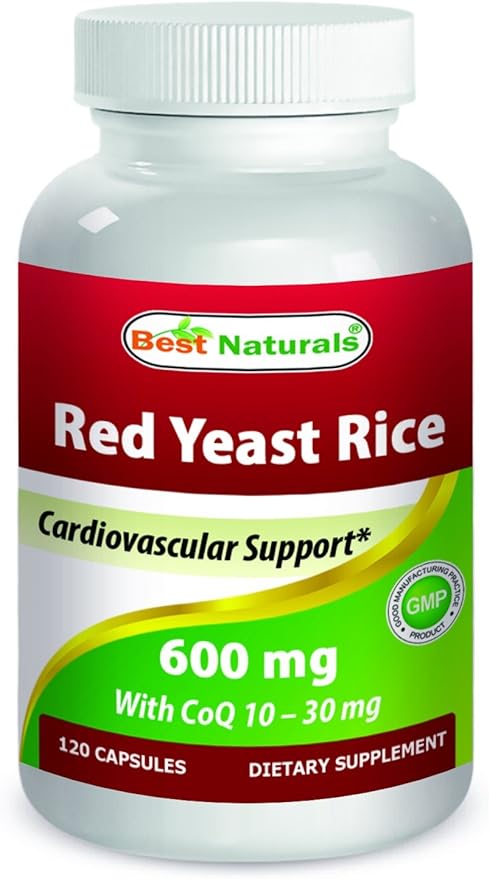 Best Naturals Red Yeast Rice with CoQ10, 120 Capsules - Cardiovascular Formula Contains 600 mg of Red Yeast Rice ans 30 mg of CoQ10