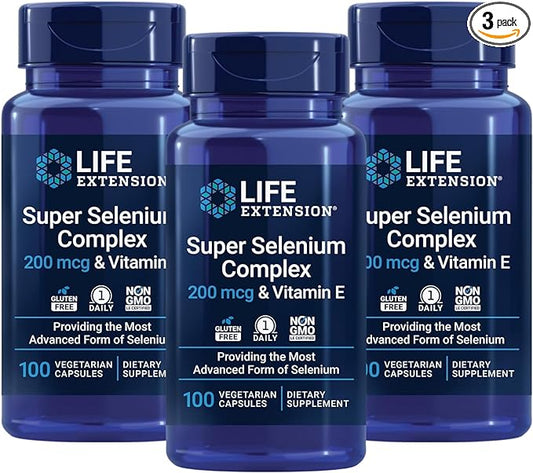 Super Selenium Complex 200 mcg & Vitamin E, 100 Vegetarian Capsules-Pack-3