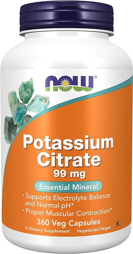 NOW Foods, Potassium Citrate 99 mg, Supports Electrolyte Balance and Normal pH*, Essential Mineral, 360 Veg Capsules