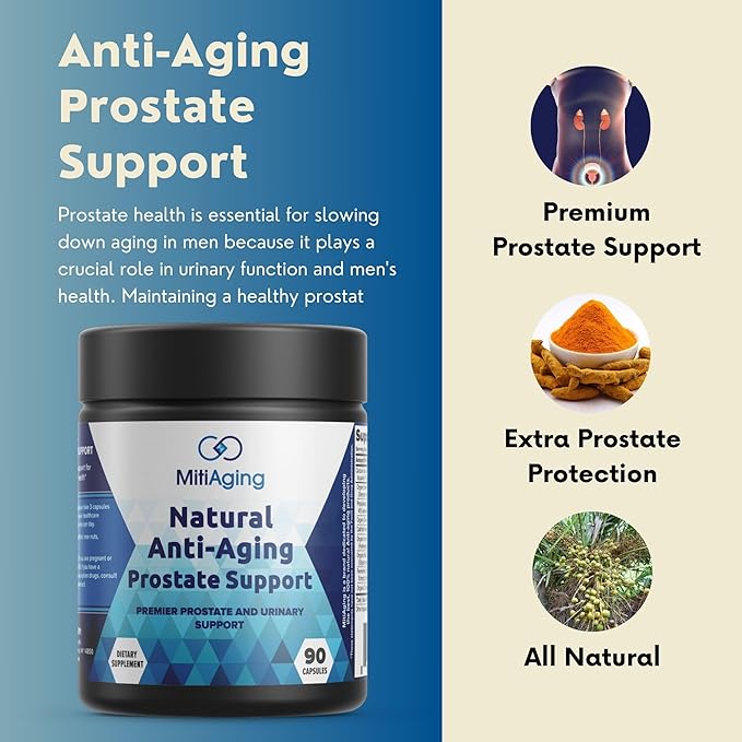 Natural Prostate Support for Aging Mitigation, with Organic Saw Palmetto, Olive Leaf, Milk Thistle, to Support Prostate Health, 90 Count, 30 Day Supply