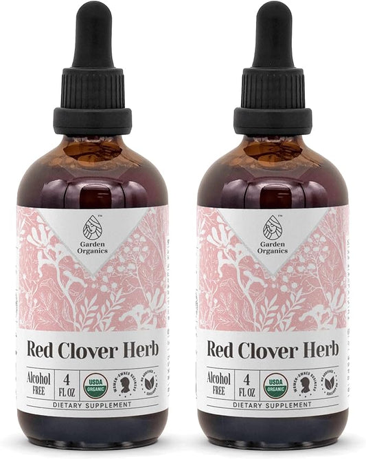 Red Clover Herb USDA Organic Alcohol-Free Extract | Dietary Supplement, High-Potency Tincture| Natural Certified Organic Red Clover Herb (Trifolium Pratense) Dried Leaf and Flower 2x4 oz