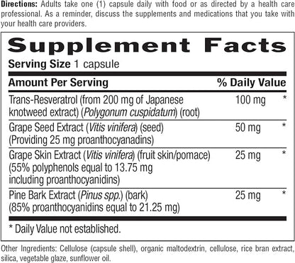 Country Life Resveratrol Plus, Supports Cardiovascular Health, 120 Vegan Capsules, Certified Gluten Free, Certified Vegan, Non-GMO Verified