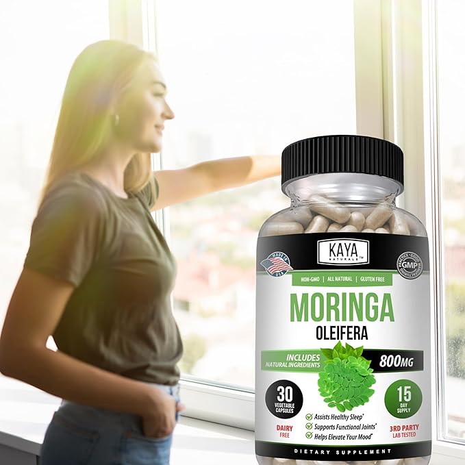 Kaya Naturals Moringa Leaf Extract - Complete Greens Superfood Supplement - Pure Miracle Tree Moringa - Boost Energy Naturally - Nutrient Dense Vitamins for Adult - 30 Veggie Count