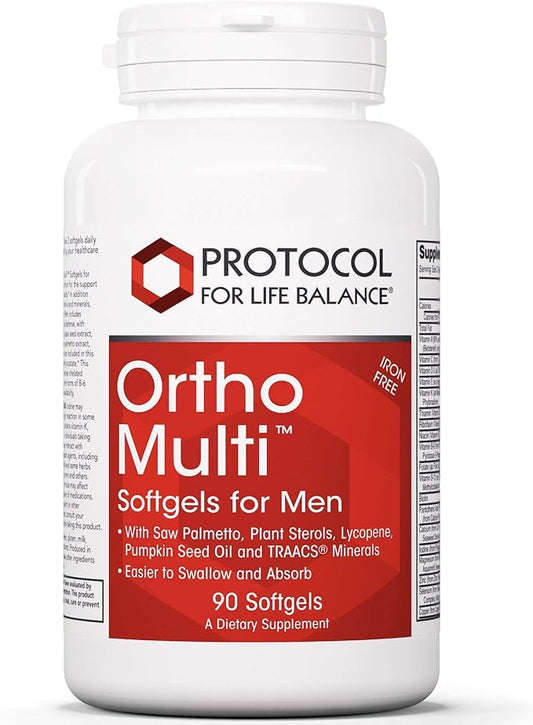 Protocol Ortho Multi - Prostate Health and Multivitamin for Men - Iron Free - 90 Softgels