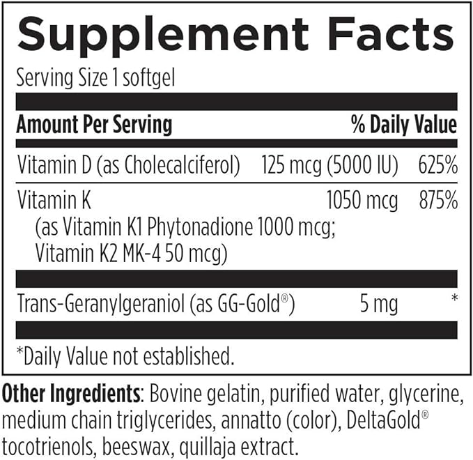 Designs for Health D-Evail Supreme - 5,000 IU Vitamin D3 Supplement with VIT K (K1, K2 as MK-4) + GG - Bone, Cardiovascular + Immune Support - Improved Bioavailability (60 Softgels)