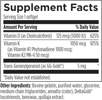 Designs for Health D-Evail Supreme - 5,000 IU Vitamin D3 Supplement with VIT K (K1, K2 as MK-4) + GG - Bone, Cardiovascular + Immune Support - Improved Bioavailability (60 Softgels)