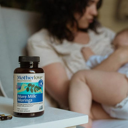 Motherlove More Milk Moringa (120 Capsule Value Size) Moringa-Based Lactation Supplement to Support Breast Milk Supply—Non-GMO, Organic Herbs, Vegan, Kosher