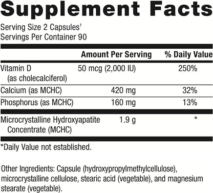 Metagenics Bone Builder Forte - MCHC Supplement - High-Absorption - 2000 IU Vitamin D - with Calcium & Phosphorus - Non-GMO & Gluten-Free - 180 Capsules