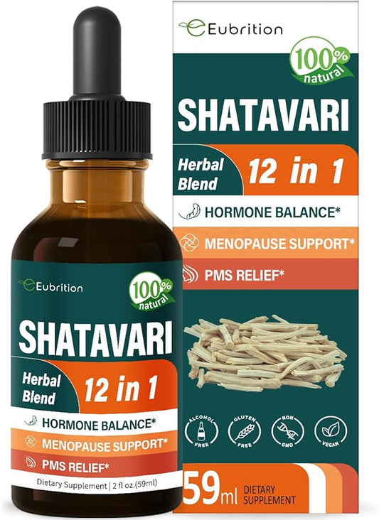 Shatavari (Shitabari) Hormone Harmony Drops for Women Estrogen Balance, Red Clover, Dong Quai & Black Cohosh Supplement for Menopause Relief, PMS Support w/Wild Yam, Vitex Berry Extract.2oz