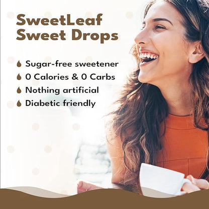 SweetLeaf Stevia Liquid Sweet Drops - Hazelnut Flavored Drops, Stevia Liquid Sweetener, Zero-Calorie, Sugar-Free Syrup Alternative for Keto Coffee, Baking, Shakes, 2 Fl Oz