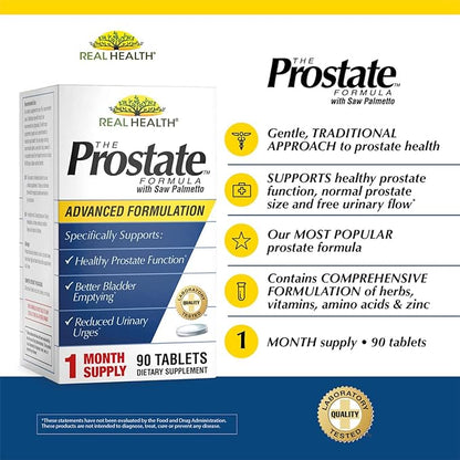 Real Health The Prostate Formula - Prostate Supplements for Men, Prostate Health, Prostate Relief, Saw Palmetto for Men, Prostate Vitamins - 90 Count