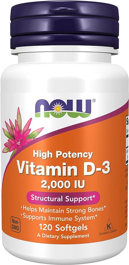 Now Foods Now Foods Vitamin D-3, 50 mcg (2,000 IU), 120 Softgels, 3 Pack