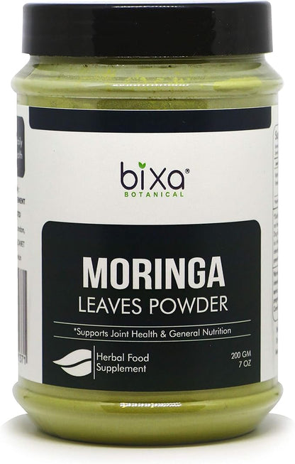 bixa BOTANICAL Moringa Leaf Powder (Moringa Oleifera) | Multi-Vitamin Green Super Food Supplement ǀ Helps in Joint Pain and Blood Circulation ǀ Pure Natural Nutrition Supplement- 7 Oz (200g)