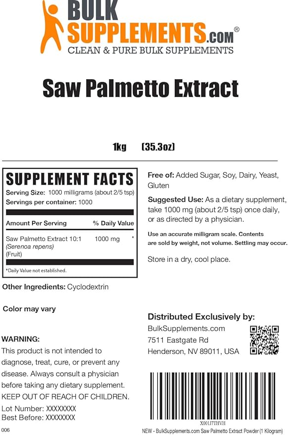 BulkSupplements.com Saw Palmetto Extract Powder - Serenoa Repens, Saw Palmetto Supplement, Saw Palmetto Powder - Vegan & Gluten Free, 1000mg per Serving, 5kg (11 lbs) (Pack of 5)