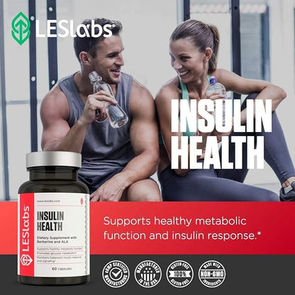 LES Labs Insulin Health – Metabolic Health and Support, Lipid & Carbohydrate Metabolism – Berberine, Chromium, Olive Leaf, Alpha Lipoic Acid & Vanadium – Non-GMO Supplement – 60 Capsules