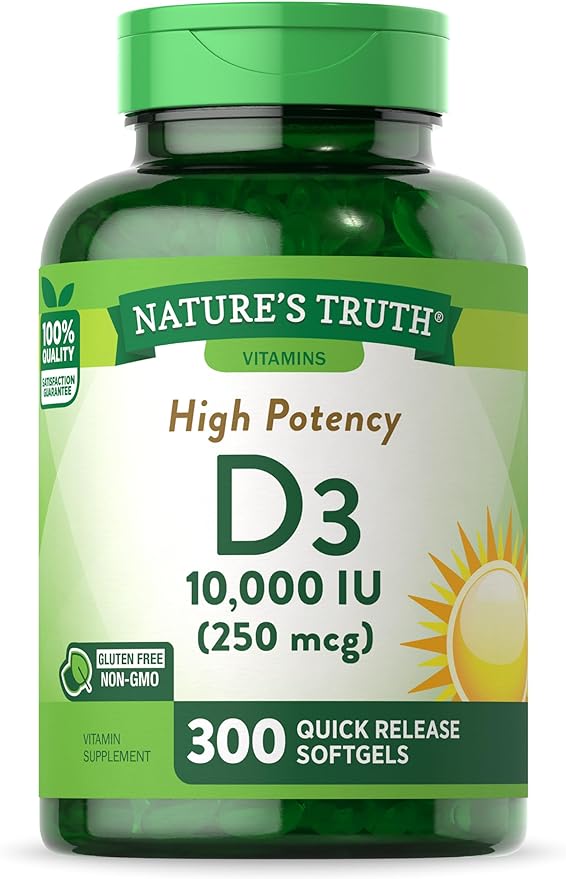 Nature's Truth Vitamin D3 10000 IU Softgels | 300 Count | Extra Strength | Non-GMO & Gluten Free Supplement