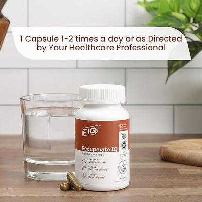 Formula IQ - Recuperate IQ: 5-in-1 Copper Supplements with Copper Bisglycinate - Easy-to-Swallow 2mg Capsules - High Absorption, Boosts Energy (60 Ct)