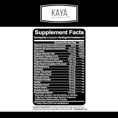 Kaya Naturals Prostate Support | Potent DHT Blocker for Hair Growth, Promote Sleep, Beta Blocker to Reduce Frequent Urination, Support Bladder Emptying & Stamina Supplement (180 Capsules)