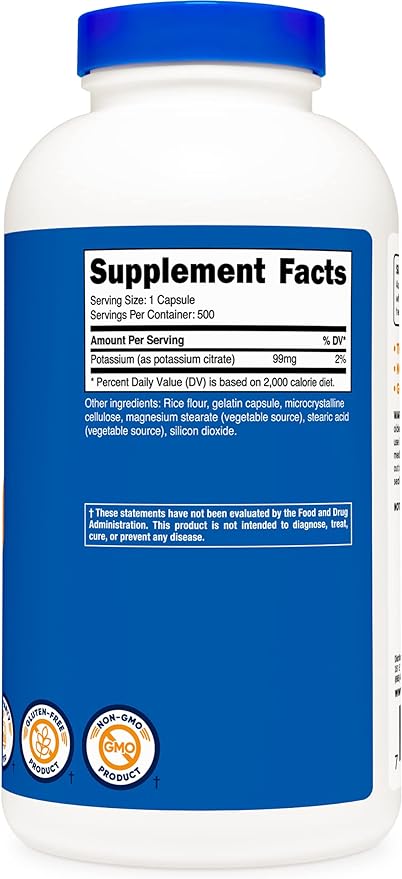 Nutricost Potassium Citrate 99mg, 500 Capsules (3 Bottles)