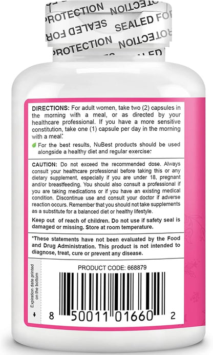 NuBest 39-in-1 Capsules Horny Goat Weed, Maca, Wild Yam, Red Clover, Cranberry, Arginine, Vitamins, Minerals, Herbals Supplement for Women by Women's Multi 18+ - Support Women's Health - Pack 3