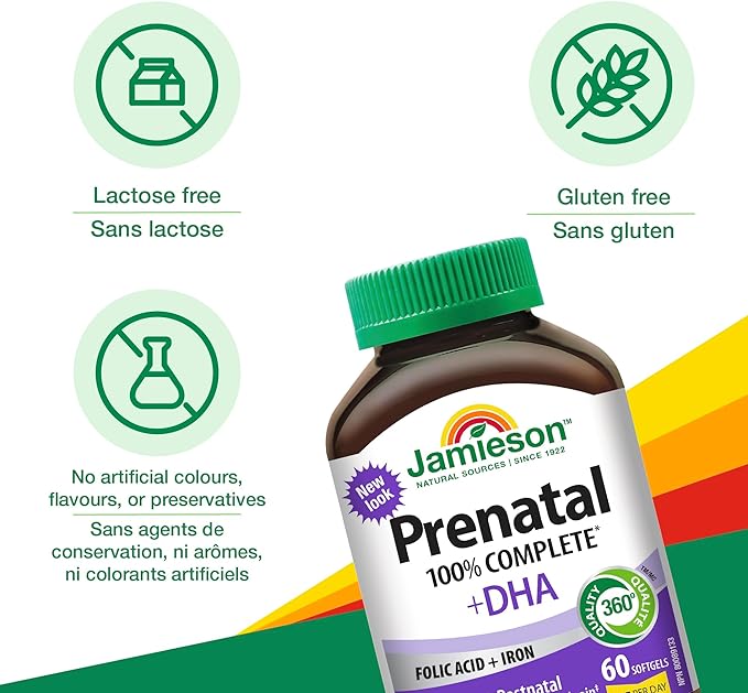 Jamieson PRENATAL Complete Multivitamin with DHA Supplement 60 Softgels