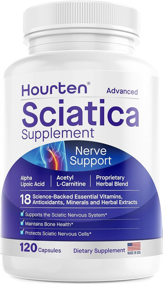 Sciatica Nerve Relief Support: Alpha Lipoic Acid - Vitamin B Complex - Benfotiamine - 18 in 1 Sciatica Supplements - 120 Capsules - Made in USA