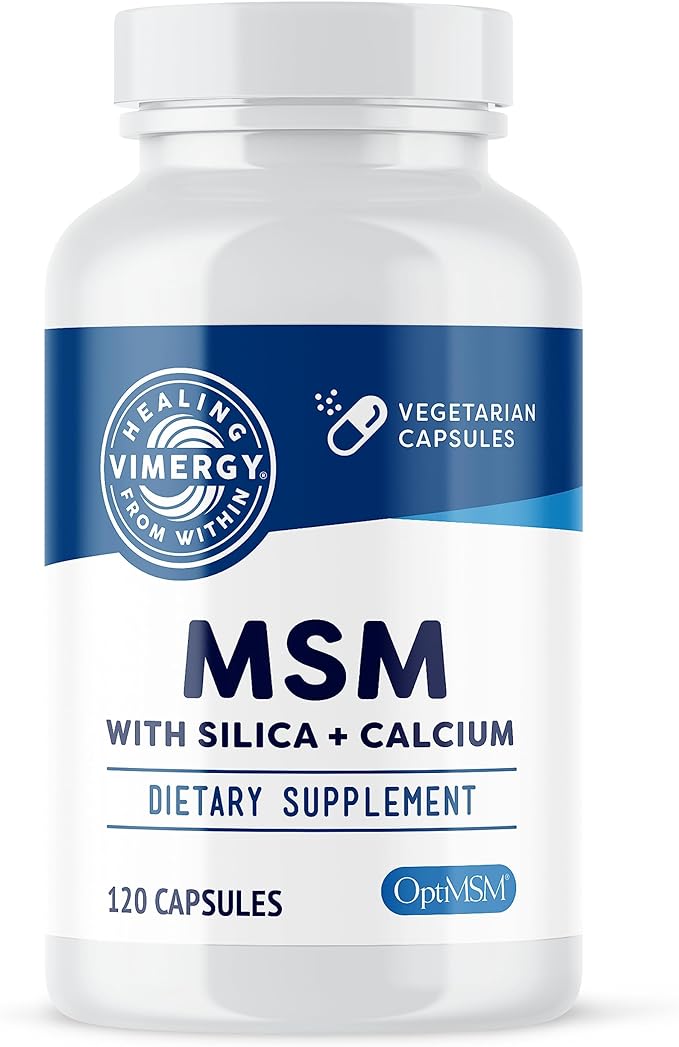 Vimergy MSM with Silica + Calcium Capsules, 120 Servings – Supports Bone Health – Promotes Hair & Nail Health – Non-GMO, Gluten-Free, Kosher, Soy-Free, Corn-Free, Vegan & Paleo Friendly