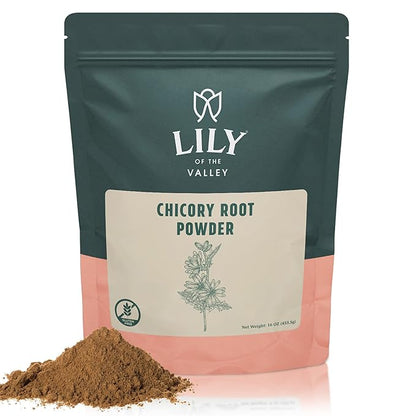 Lily of the Valley Chicory Root Powder - Soluble Fiber Powder - Dissolves Instantly in Hot Water or Milk - Vegan & Gluten-Free - Packed in Resealable Pouch (16oz, 453g)