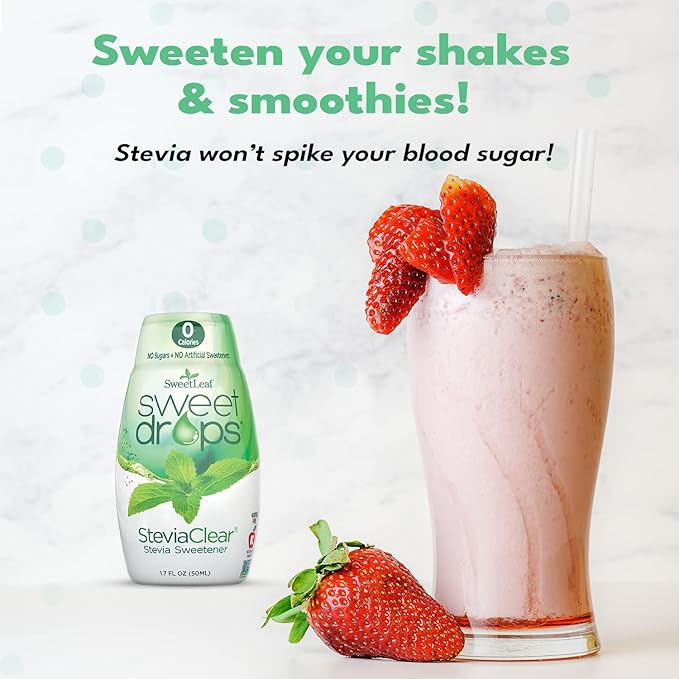 SweetLeaf SteviaClear Sweet Drops - Natural Stevia Liquid Sweetener, Squeezable Stevia Drops, No Bitter Aftertaste, Liquid Sugar Alternative, Zero Calorie, Keto, Non-GMO Stevia, 1.7 Fl Oz (Pack of 2)