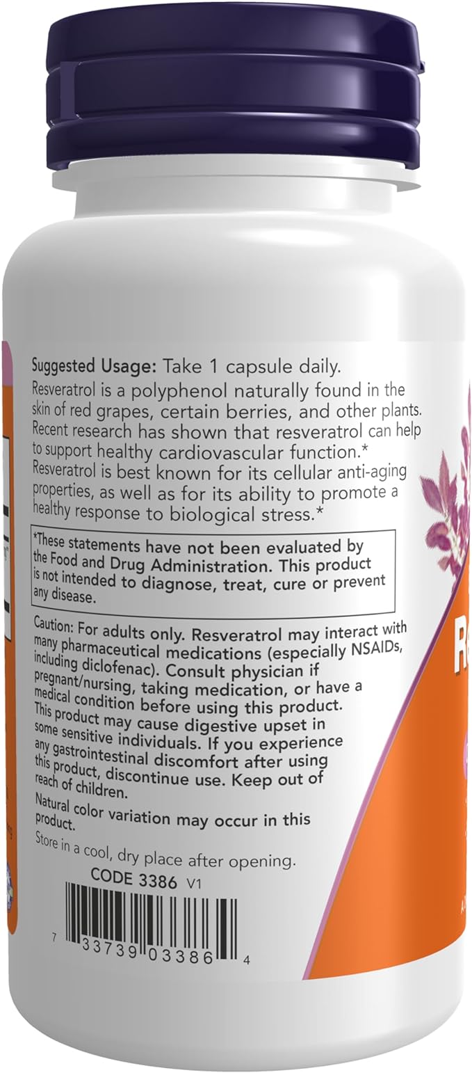 NOW Supplements, Extra Strength Resveratrol 350mg, Natural Trans Resveratrol from 700 mg Japanese Knotweed Extract, 60 Veg Capsule