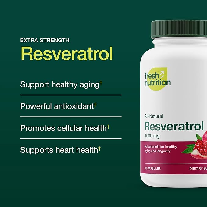 Resveratrol Supplement - Trans-resveratrol Extra Strength 750mg - Natural, Pure and Potent Polyphenols Supplement - Vegan, Non GMO, Gluten-free - 90 Capsules