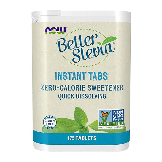 NOW Foods, Better Stevia Instant Tabs, Zero-Calorie Sweetener, Certified Non-GMO, Gluten-Free, 175 Tablets