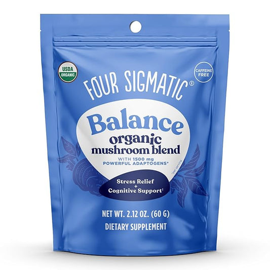 Four Sigmatic Adaptogen and Mushroom Blend Balance Mix | Adaptogen Supplement with Ashwagandha, Moringa, Holy Basil, Reishi, Chaga and More | Natural Stress Relief and Immune Support Supplement