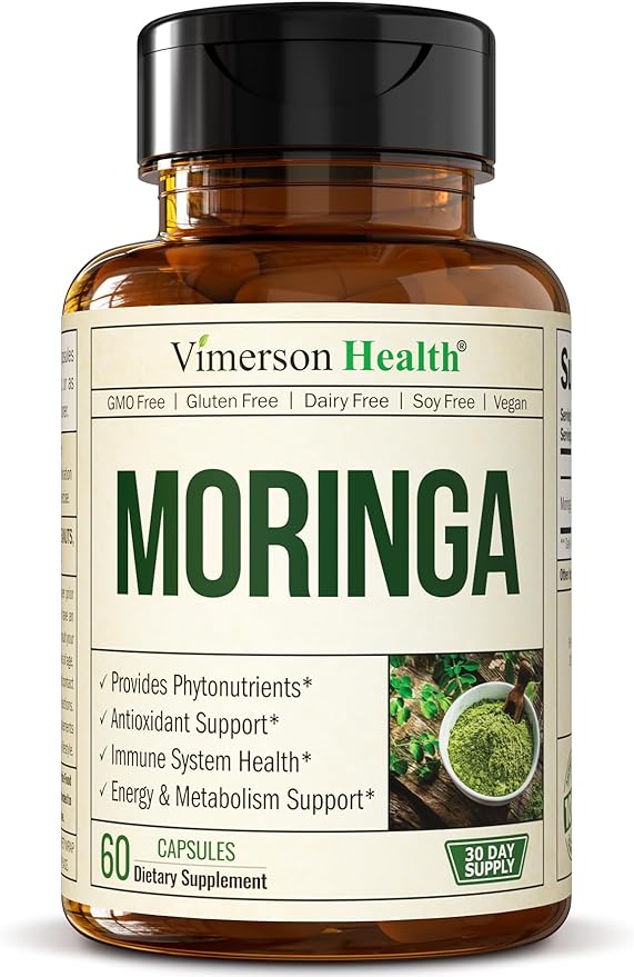 Moringa Capsules with 100% Pure Moringa Powder from Moringa Leaves for Energy, Healthy Metabolism & Antioxidant Support - Moringa Leaf Powder from Moringa Oleifera Plant - Vegan & Non-GMO. 60 Capsules