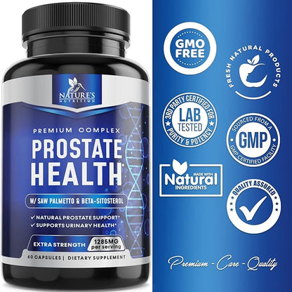 Prostate Support Supplement for Men's Health - Supplements Formula with Saw Palmetto, Beta Sitosterol, Stinging Nettle, Pumpkin Seed, Lycopene - Supports Prostate & Urinary Health - 60 Capsules