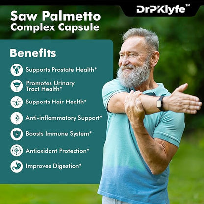 Saw Palmetto Herbal Capsule Complex with Nettle Root, Pumpkin Seed Oil, Cranberry, Pygeum Africanum and D- Mannose- 1560 mg – Bladder and Prostate Health.