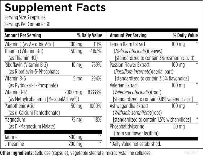 Designs for Health CatecholaCalm - Adaptogenic Herbs + Vitamins for Mood, Calm Support with L-Theanine, Passion Flower + Phosphatidylserine - Non-GMO Supplement (90 Capsules)