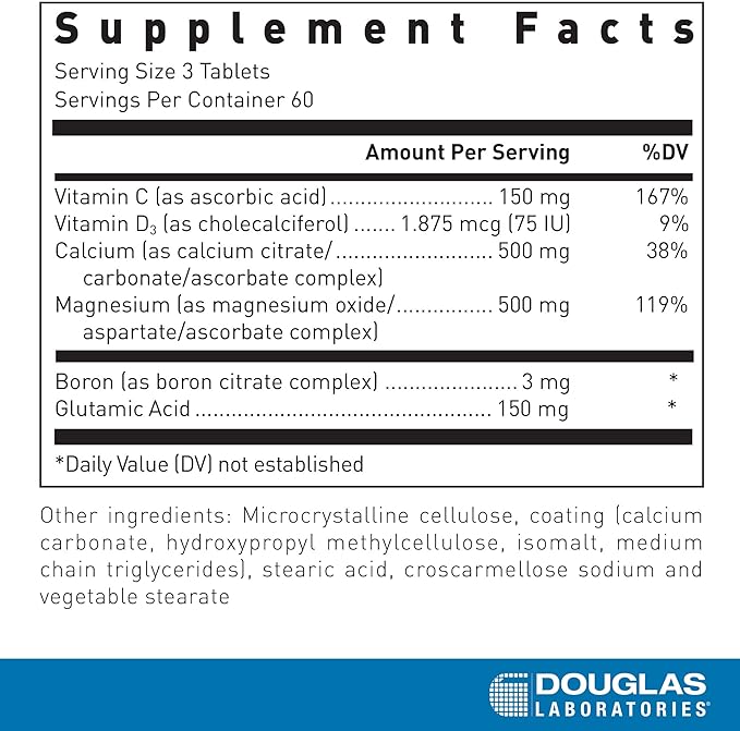 Douglas Laboratories Cal/Mag 1001 | 1:1 Dose Ratio Plus Other Nutrients to Support Healthy Bone Structure | 180 Tablets