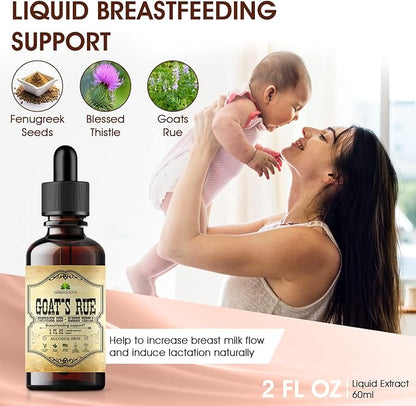 Goat's Rue Liquid Extract 2 fl oz - Natural Herbal Tincture with Goat's Rue, Fenugreek Seeds, Blessed Thistle - Alcohol Free Non-GMO Lactation Supplement for Increased Breast Milk