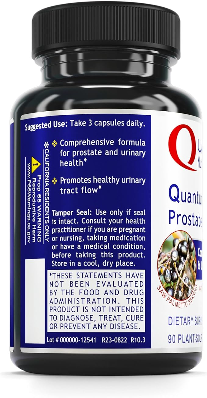 QNL Quantum Prostate Support - Vegan Prostate Health Capsules - Saw Palmetto Supplement - Organic Men's Supplement - Premium Health & Wellness Product - 90 Plant-Source Capsules