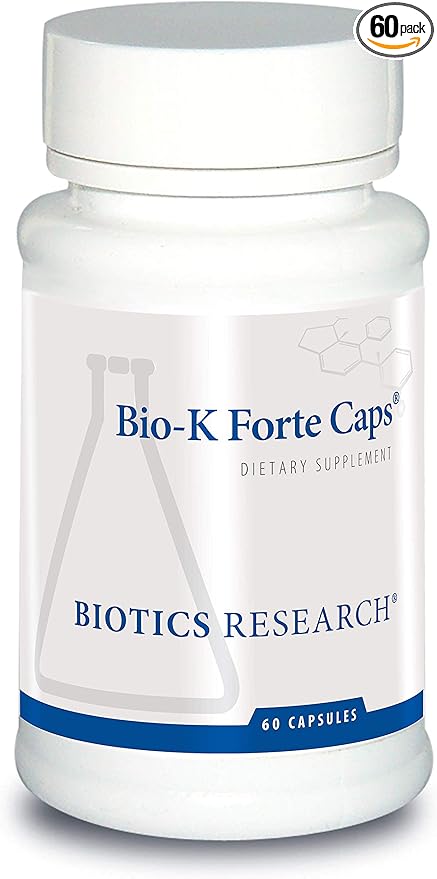 Biotics Research Bio K Forte Caps ® Vitamin K as meaquinone 7, phytonadione, Combination K1 MK 7 in a 1:1 Ratio. High Potency Vitamin K with SOD and Catalase 6 Capsules