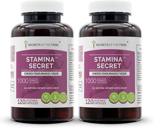 Stamina Secret 120 Capsules(2 pcs.), 1000 mg, Maca, Schisandra, Eleuthero Siberian Ginseng, Gotu Kola, Barrenwort - Horny Goat Weed, Rhodiola. Energy/Endurance/Vigor (2x120 Capsules)