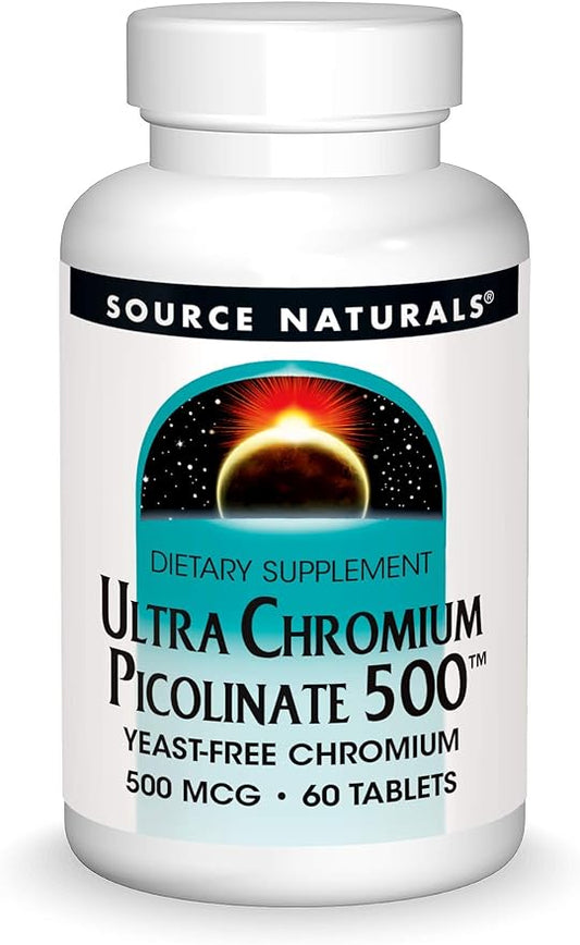 Source Naturals Ultra Chromium Picolinate 500 mcg Yeast-Free Dietary Supplement - 60 Tablets