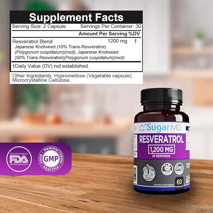 SugarMD Dr. Ergin's Resveratrol 1200 MG - 60 Capsules