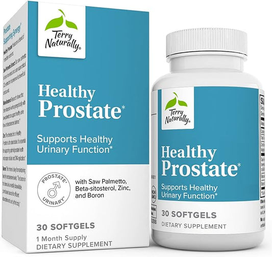 Terry Naturally Healthy Prostate - 30 Softgels - Supports Healthy Urinary Function - with Saw Palmetto, Zinc, Beta-sitosterol & Boron - Non-GMO, Gluten Free - 30 Servings