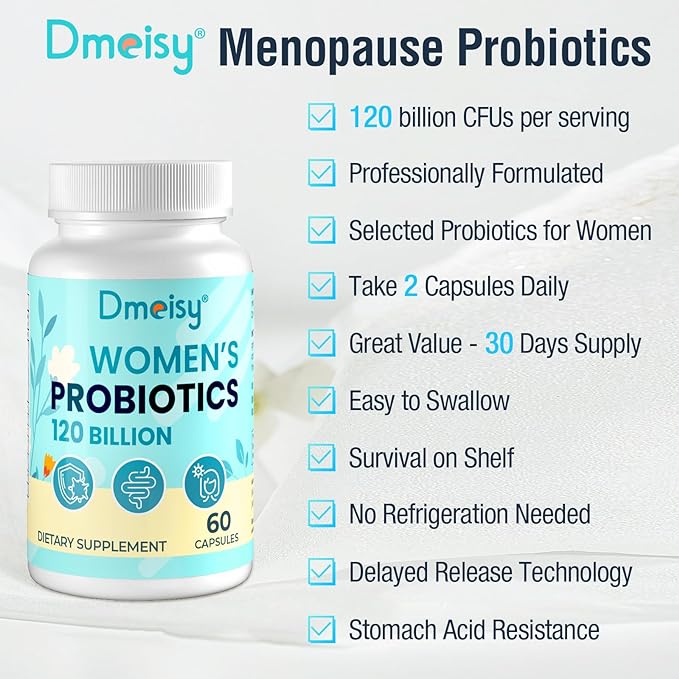 120 Billion CFU Probiotic - Menopause Support Probiotics for Women, Natural Menopause Probiotic Supplement for Hot Flashes Night Sweats Mood Swings Hormone Balance Gut & Immune Health- 120 Caps