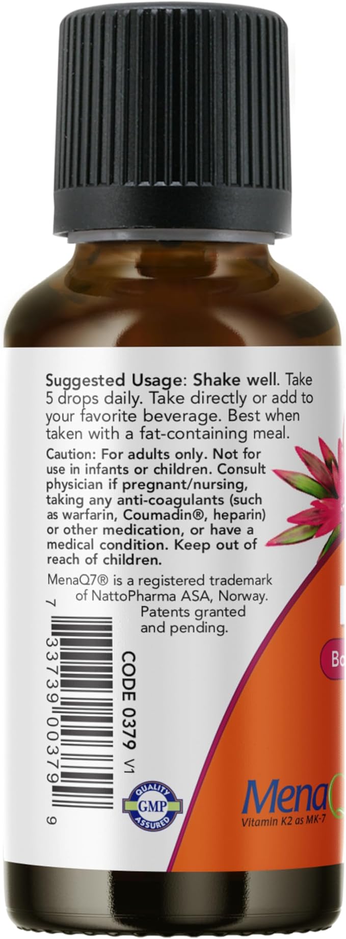 NOW Supplements, Liquid D-3 & MK-7 with 2,500 IU Vitamin D-3 & 100 mcg Vitamin K-2 per 5 drops, 1-Ounce