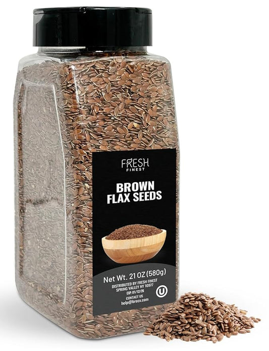 Fresh Finest Brown Flax Seeds - Whole, Non-GMO, High in Fiber & Omega-3, Sproutable Raw Flaxseeds Keto Friendly Baking, 20.45oz